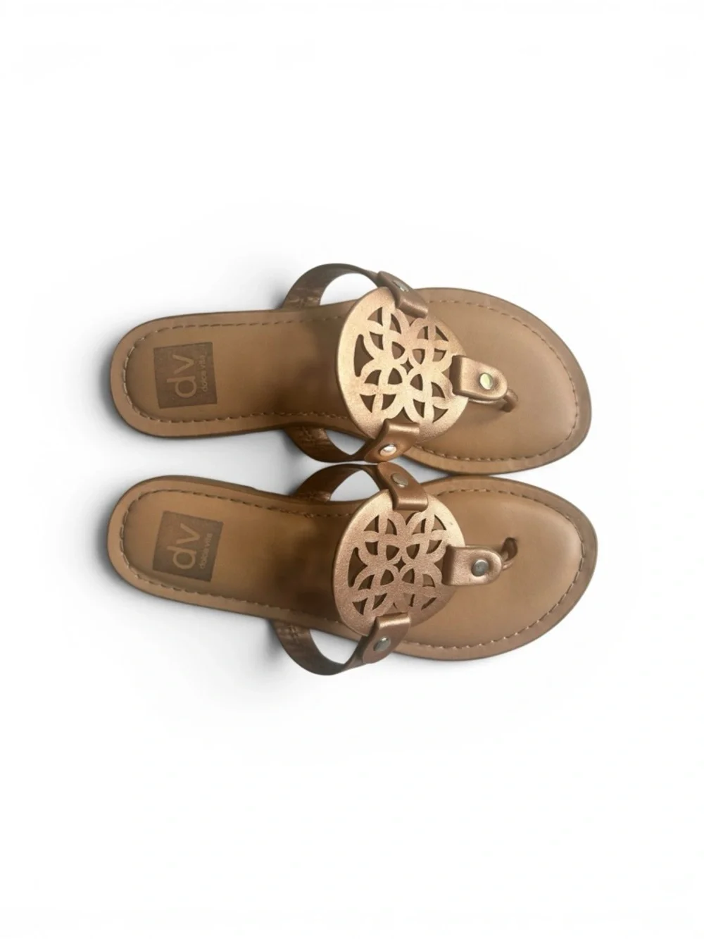 DV by Dolce Vita Copper Metallic Leather Decorative Thong Girls Sandals